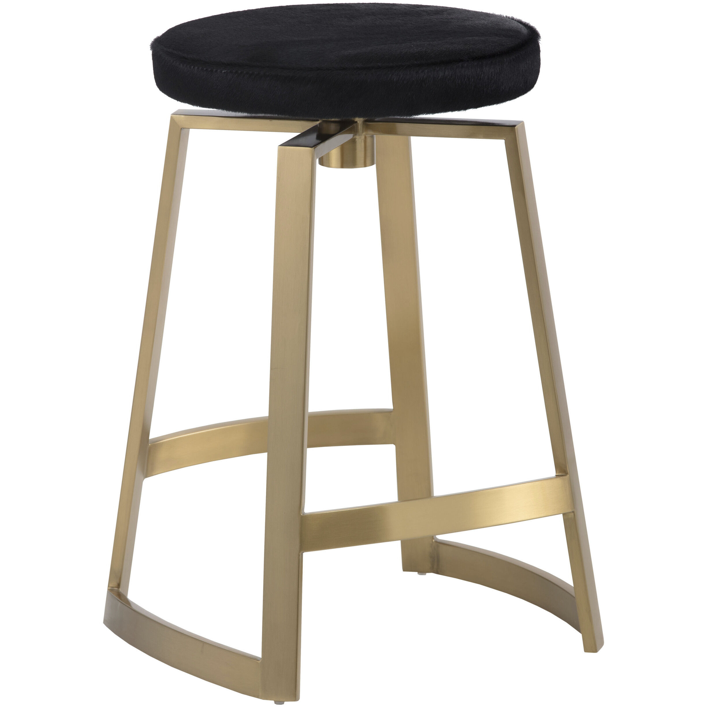 Hendrix 27.25 inch Black / Yellow Gold Swivel Counter Stool, Swivel
